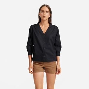 Everlane Silky Cotton Lantern Top, Black, NWOT, Size 2